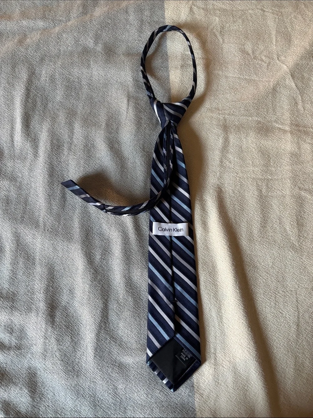 Calvin Klein Classic Navy & Light Blue Striped Boy’s Tie